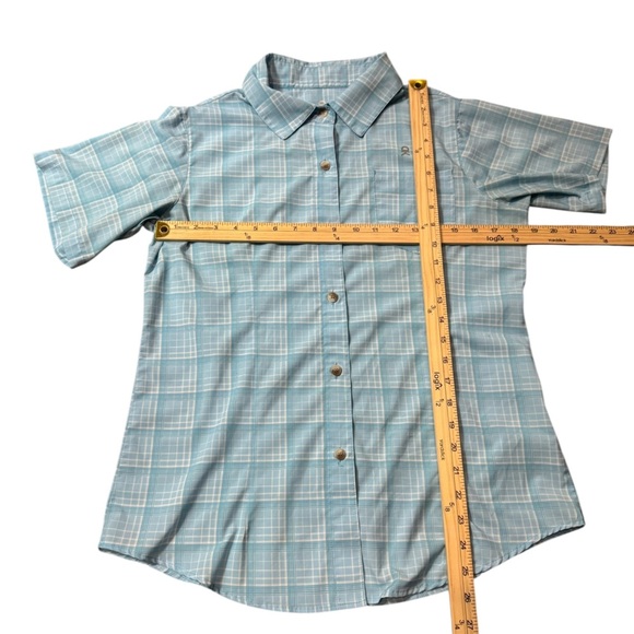 Light Blue Casual Button Down Shirt Plaid Design Pastel Little donkey Andy L - Picture 3 of 5